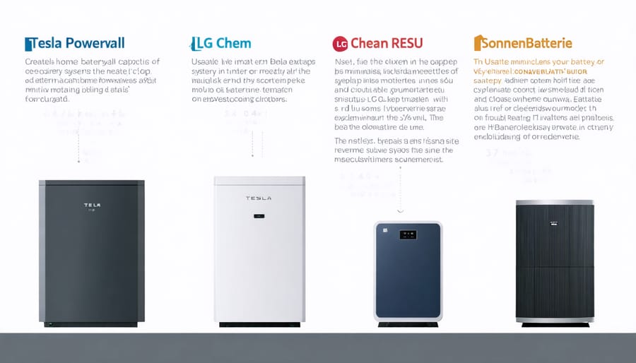 Infographic comparing kWh capacity of residential battery storage options