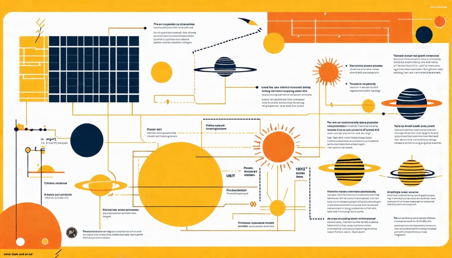 Infographic outlining the planning and installation steps for a DIY solar system.