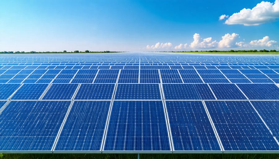 Wide view of a solar farm representing solar technology integration in Europe's energy systems
