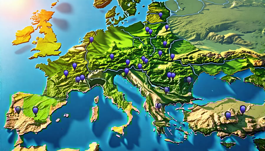 Map showing Germany and Nordic countries with notable renewable microgrid projects highlighted