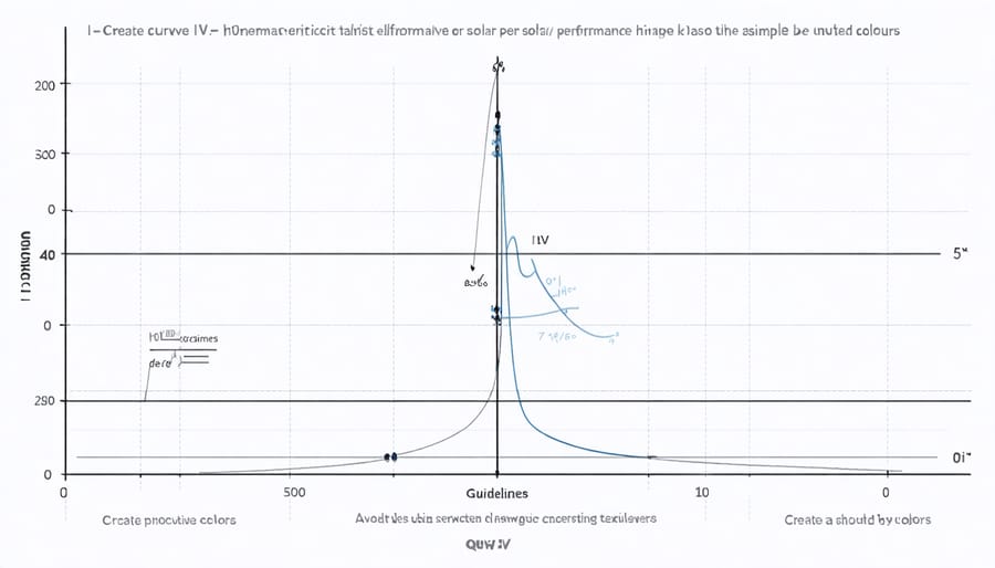 Graph displaying current-voltage (I-V) curves of solar cell electrical performance