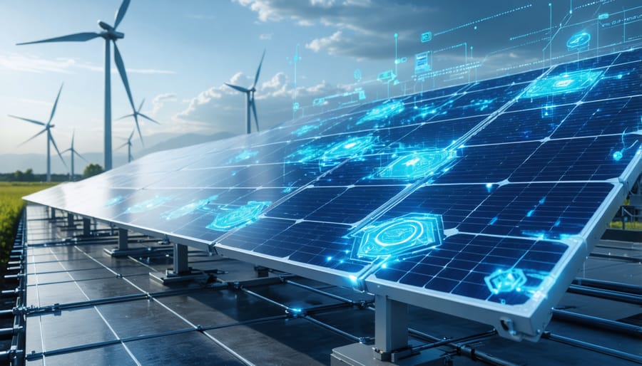 Renewable energy sources powering AI data center operations