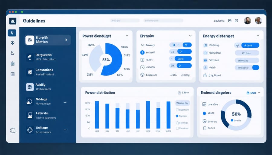 Dashboard display of a smart energy management system monitoring solar microgrid performance