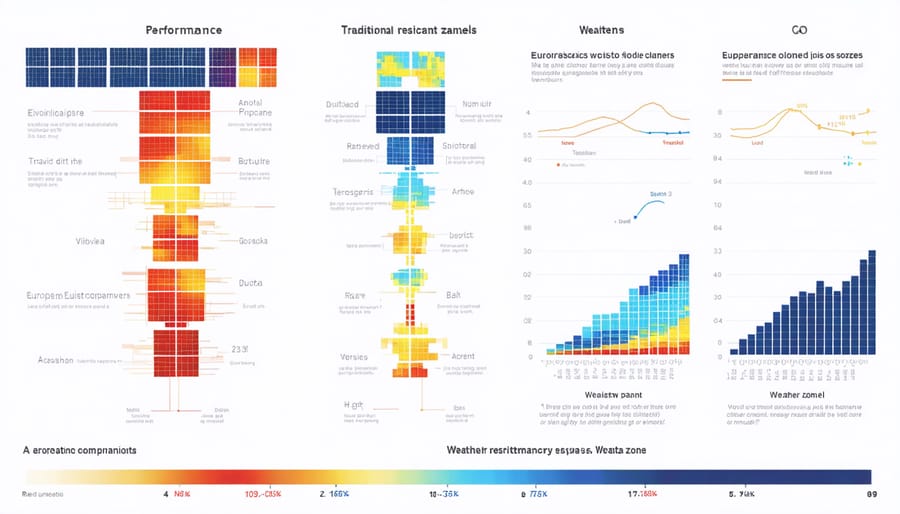 Graph comparing solar panel performance across various European weather conditions