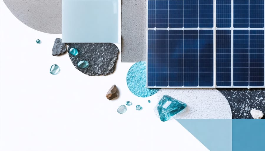 Circular diagram illustrating percentage breakdown of recoverable materials from solar panels