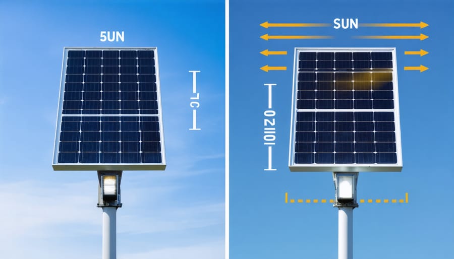 Comparison of optimal and suboptimal solar panel placement angles for emergency lighting systems