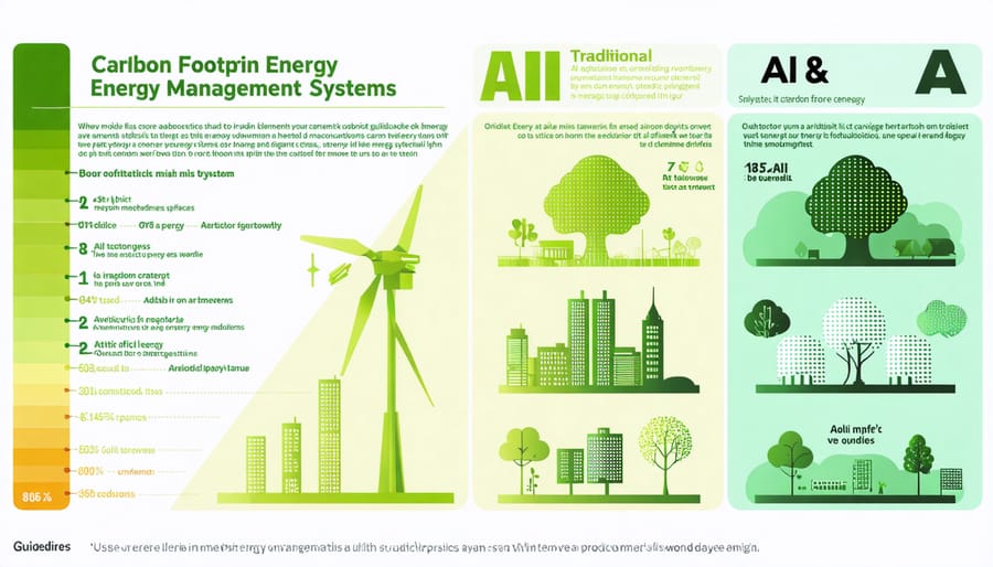 Comparative infographic of carbon emissions: AI vs conventional energy management