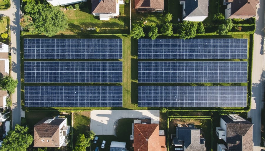 Large solar panel array connected to multiple neighborhood homes