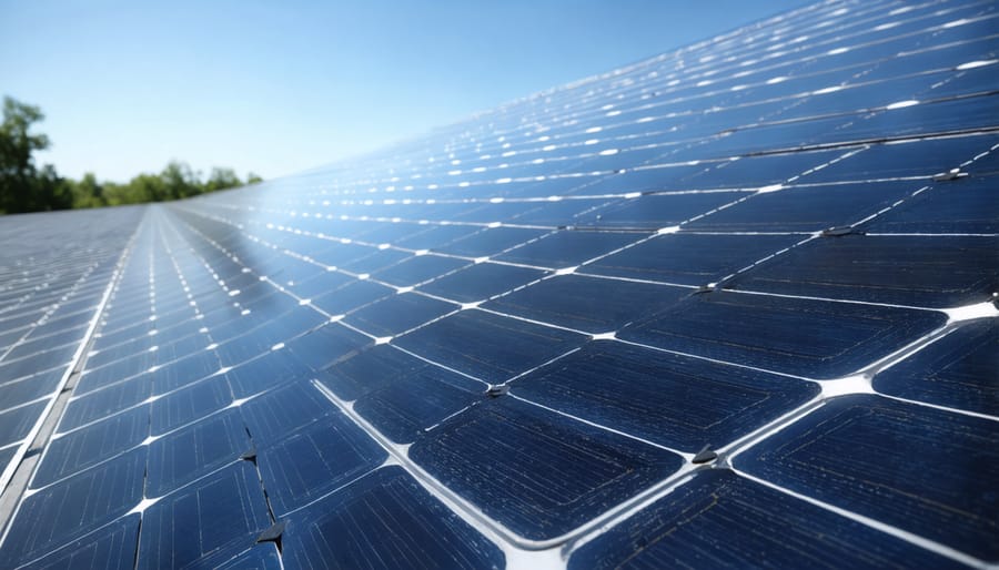 Installation of flexible organic photovoltaic panels on curved architectural feature