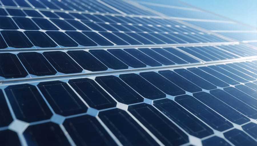 Detailed view of innovative solar panel design showing new efficiency features