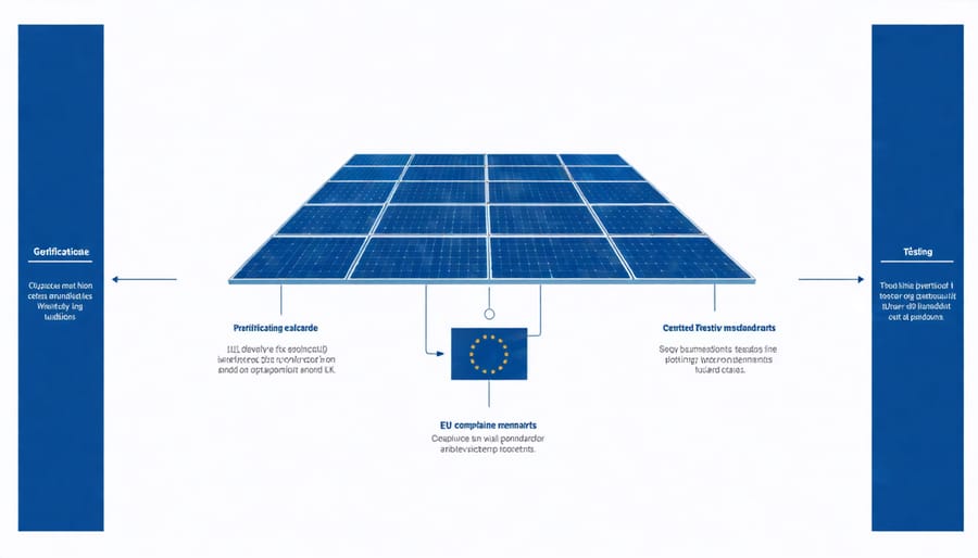 Infographic of solar panel technical standards and certification requirements