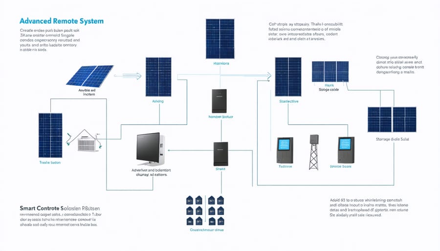 Technical diagram illustrating key components of an integrated solar power system
