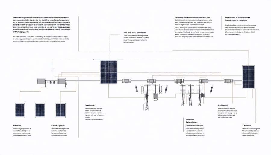 Schematic diagram of solar panels, batteries, and communication equipment integration