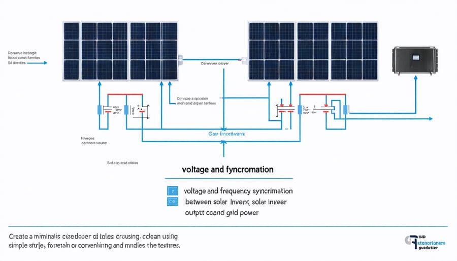 Diagram illustrating voltage waveform matching between solar inverter and power grid