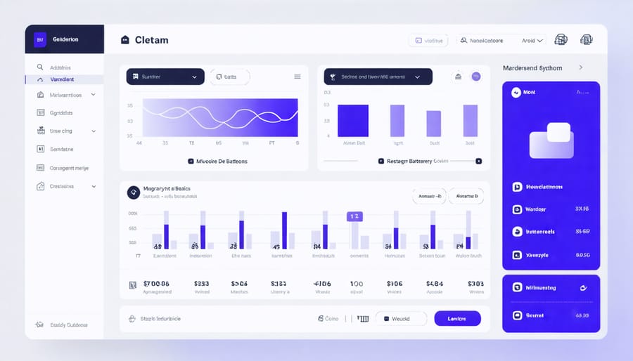 Smart battery management system dashboard displaying real-time monitoring and performance metrics