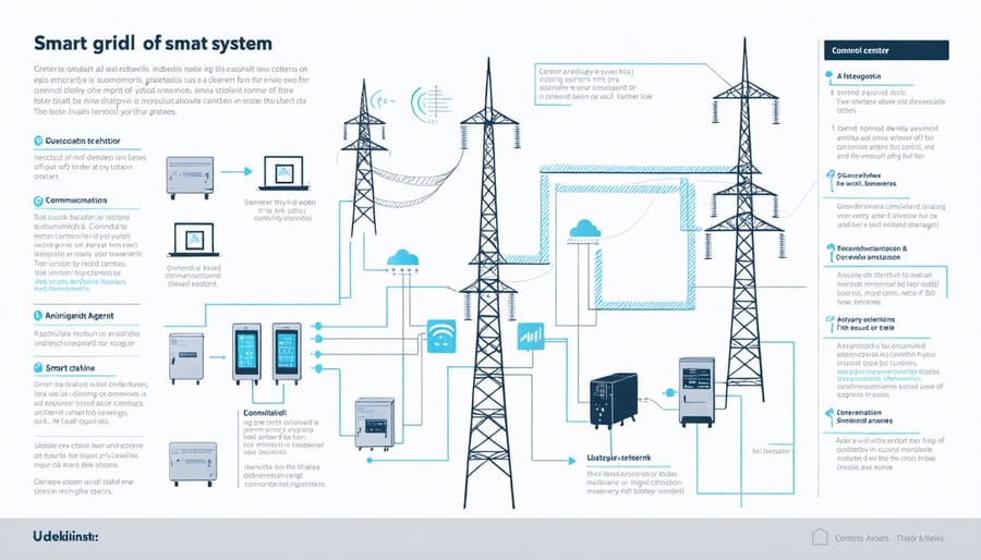 Diagram illustrating smart grid infrastructure components and their interconnections