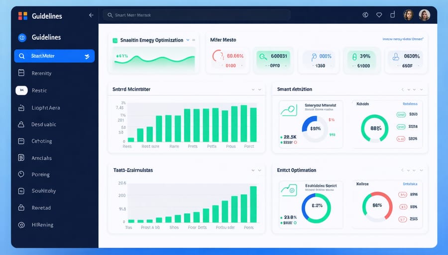 Smart home energy management system displaying real-time consumption and solar production data