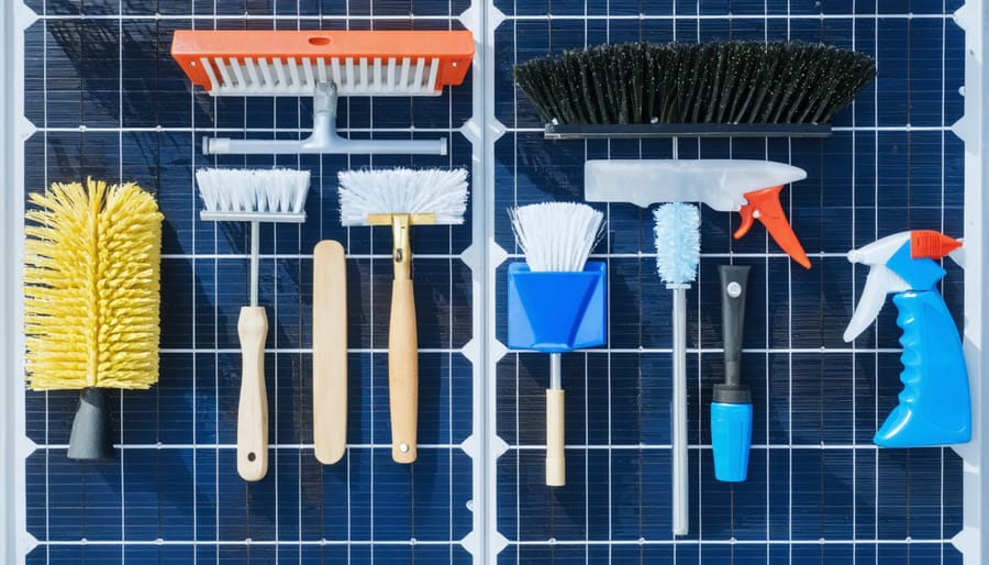 Essential tools and materials needed for safe solar panel cleaning