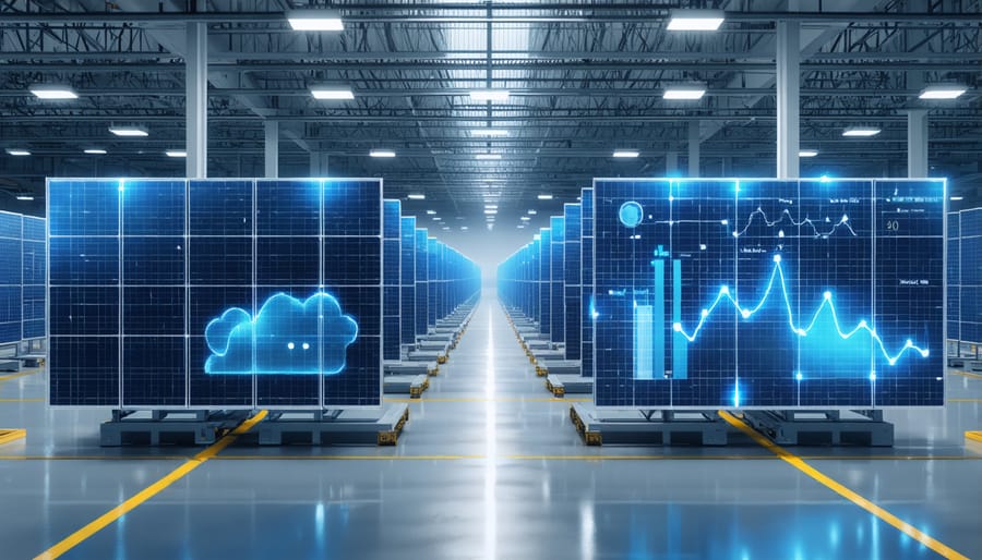 Environmental control systems in solar panel storage facility