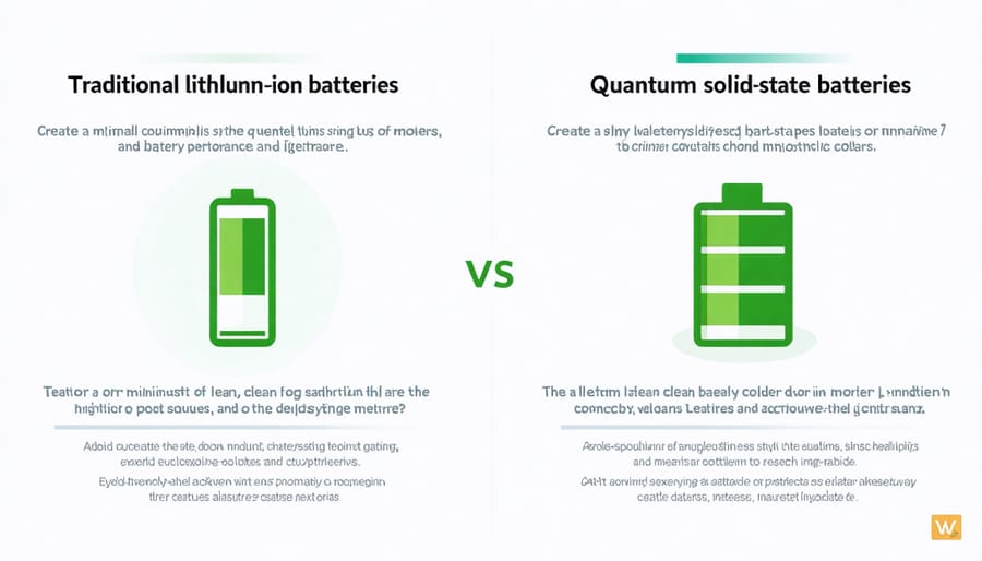 Comparative infographic showing advantages of quantum solid-state batteries over conventional batteries