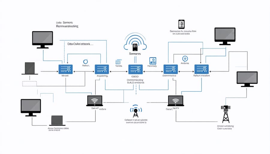 Schematic illustration of remote monitoring system components and data flow