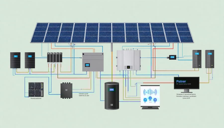 Technical diagram illustrating key components and connections in a residential PV energy storage system