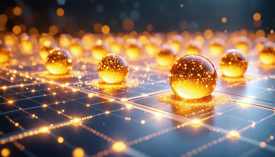 Artistic rendering of quantum dots storing solar energy at nanoscale