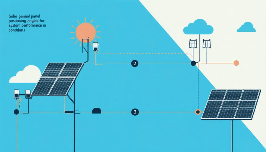 Visual guide to solar panel placement angles and orientations for security systems