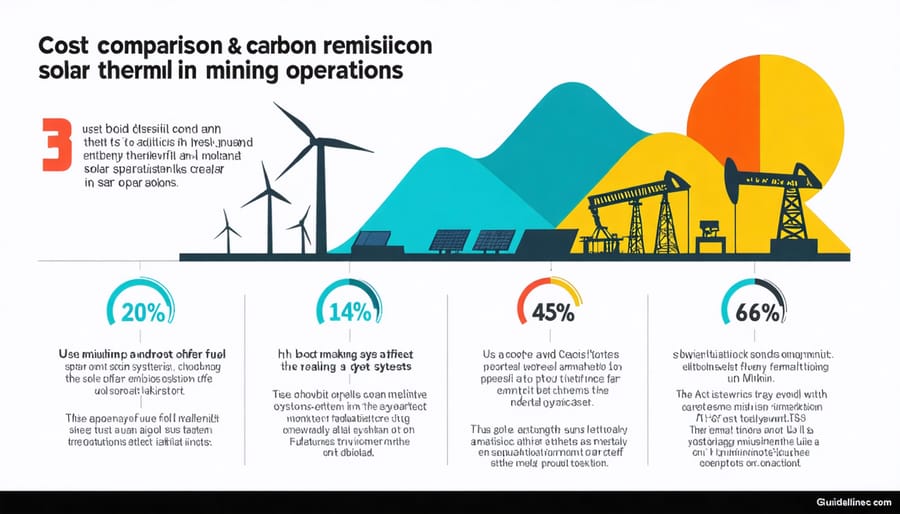 Comparative chart of costs and emissions between conventional and solar thermal mining operations