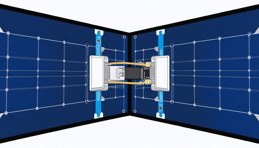 Technical diagram showing the structure and components of a solar panel Y connector with labeled parts