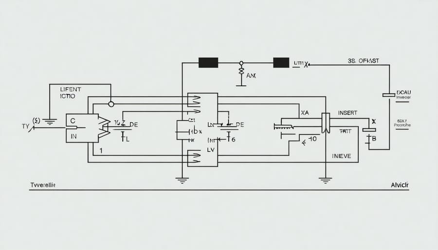 Schematic diagram of 3-level inverter architecture showing switches, capacitors, and power flow