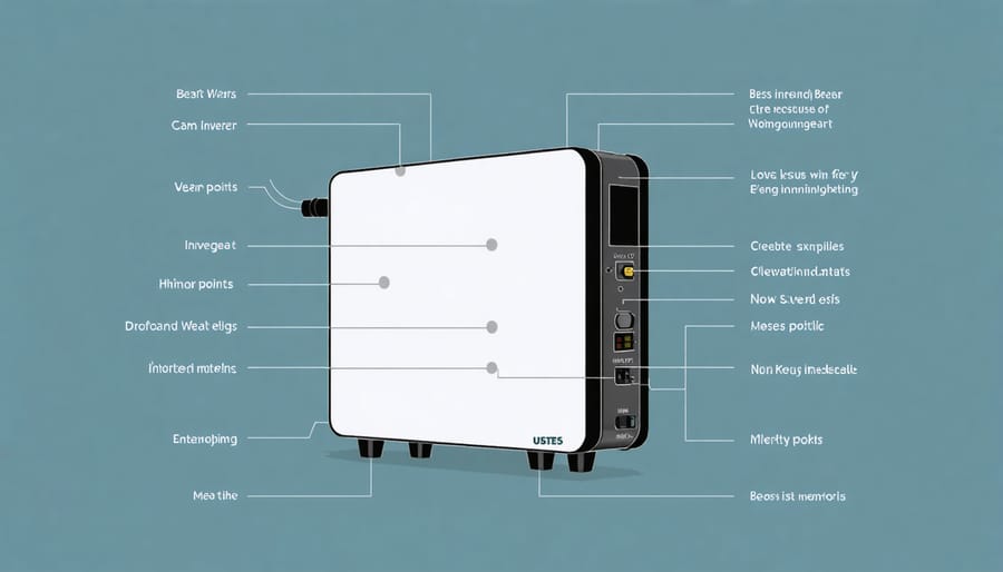 Technical diagram illustrating main components and common failure points in a BESS inverter system