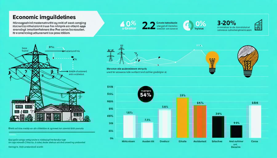 Data visualization comparing traditional grid costs versus microgrid savings over time
