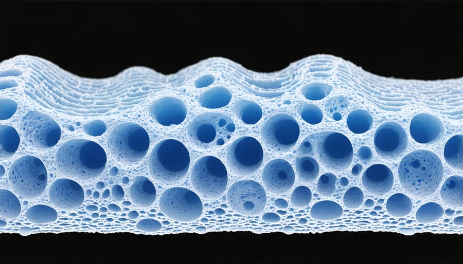 Microscopic image showing the internal cellular structure of r-tech foam material