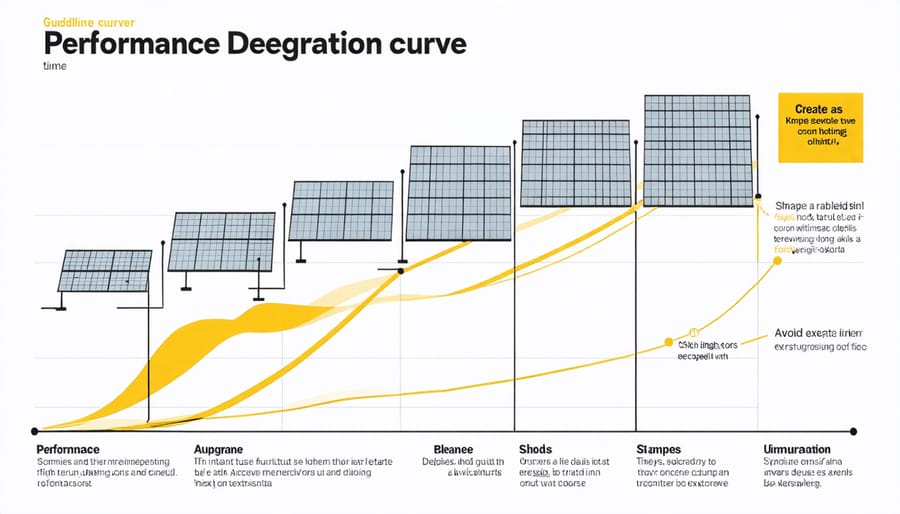 Graph illustrating solar panel efficiency decline over 25-year period