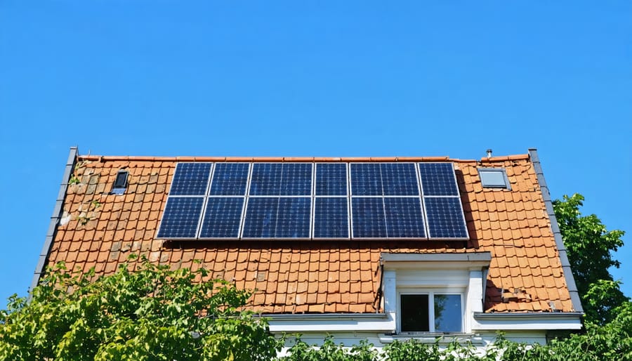 A split image showing the transition from an old roof to a newly replaced roof with solar panels, illustrating the integration of sustainable technology with essential home improvements.