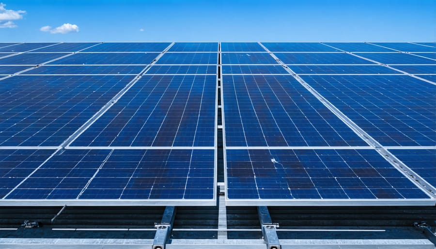 Solar panel array connected to municipal water treatment facility