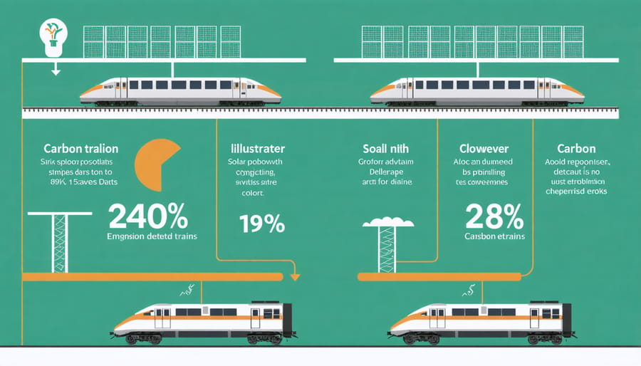 Visual comparison chart of carbon emissions between solar and diesel trains