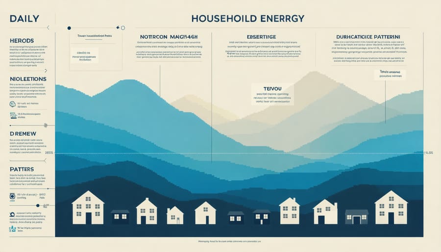Visual representation of home energy usage patterns throughout a typical day
