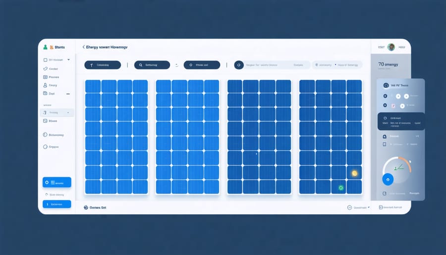 Digital dashboard displaying energy management system for solar window and bioenergy integration