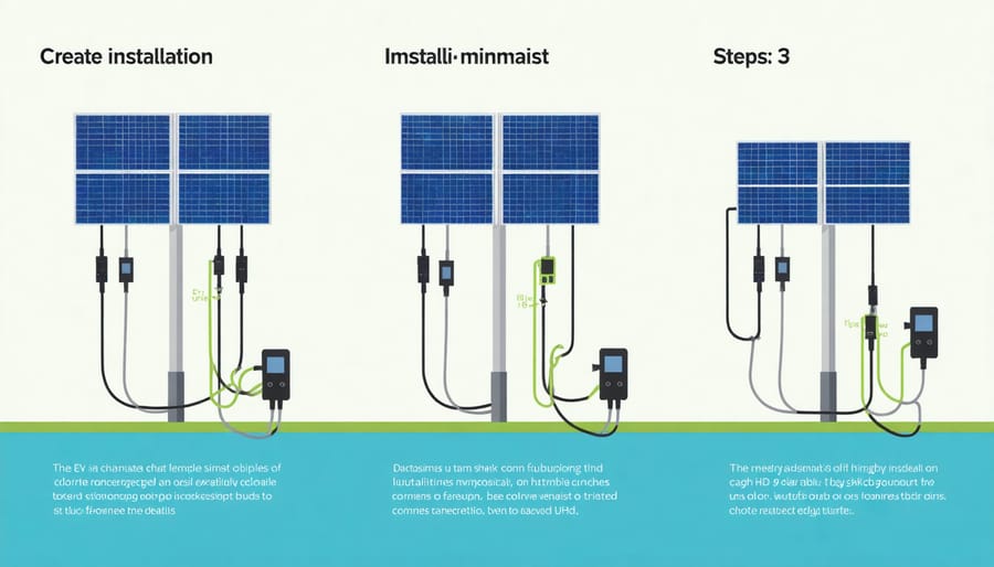 Step-by-step diagram of solar EV charger installation process