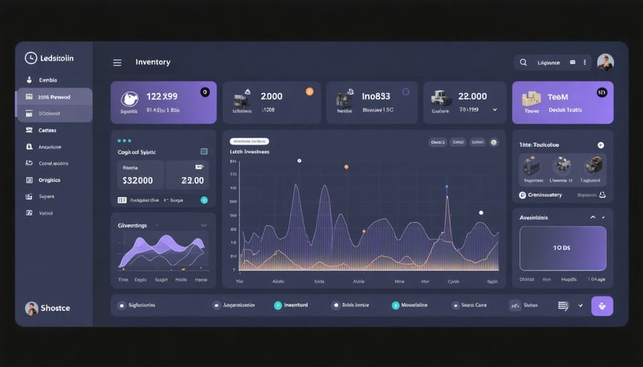 Modern digital dashboard displaying solar supply chain metrics and analytics