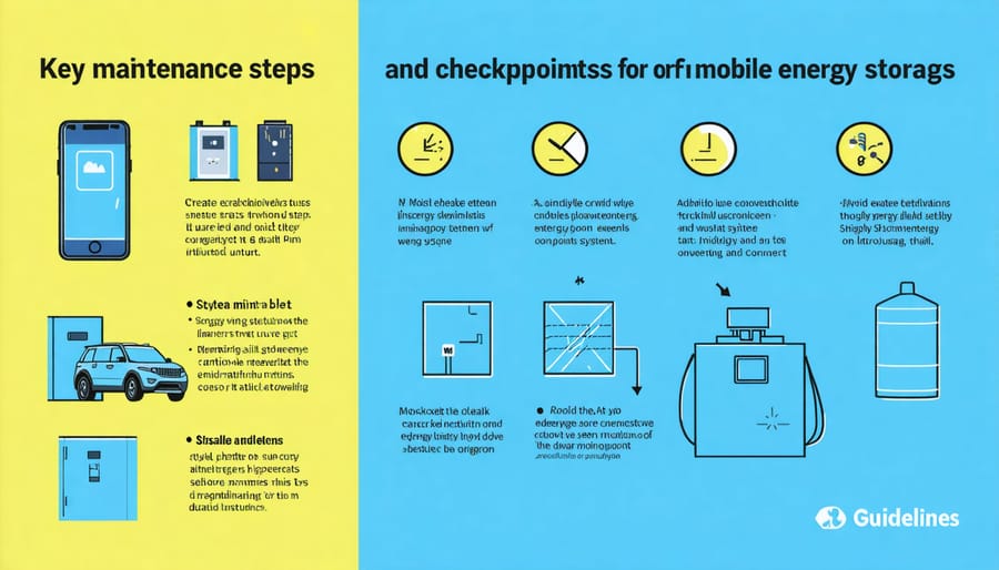 Step-by-step maintenance checklist diagram for portable power storage systems