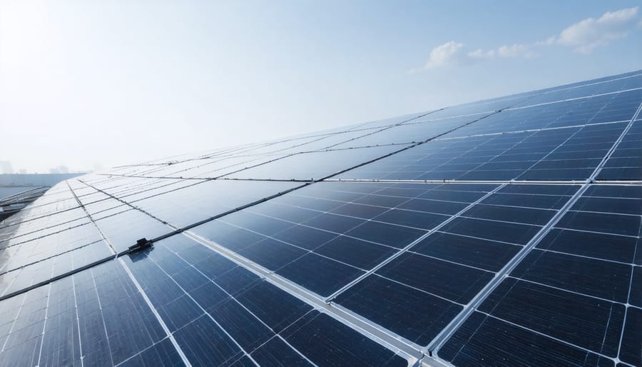 Side-by-side comparison of physical solar farm and its digital twin simulation