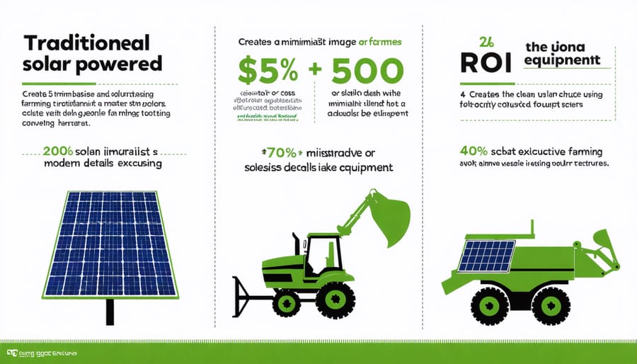 Financial comparison chart of conventional vs solar-powered farming equipment costs