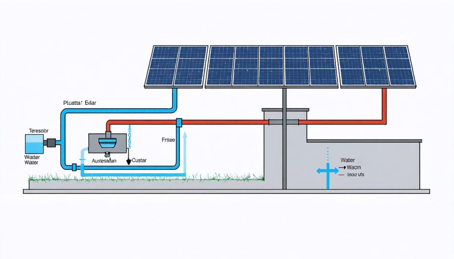 Cross-sectional diagram of a solar water still showing evaporation and condensation process