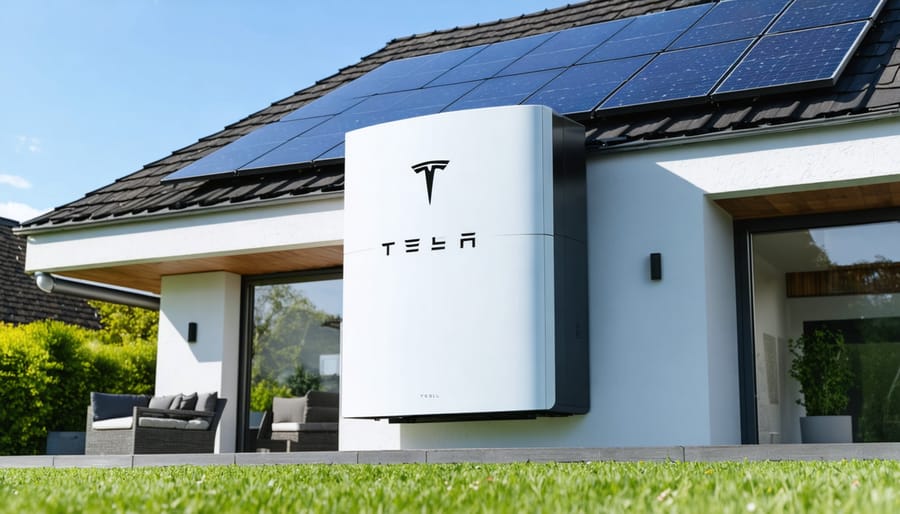 A Tesla Powerwall 3 integrated into a European home energy system with solar panels, illustrating a modern approach to energy storage and independence.