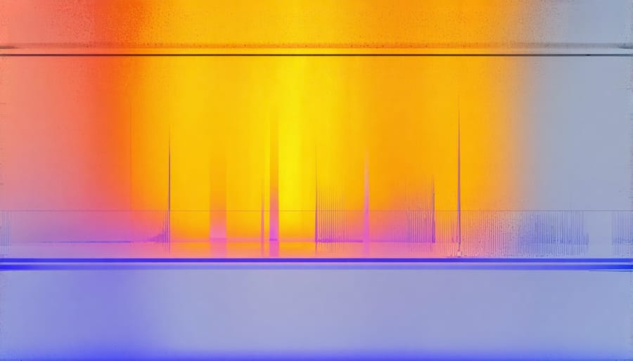 Computer-generated thermal imaging of heat distribution across a glass panel